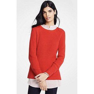NWT Women's Ann Taylor L/S Red Ribbed Crewneck Sweater Sz XL Extra Large